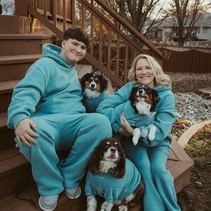 Comfrt Clothing Dog Apparel Cozy Dusty teal blue Hoodies Sz XL, 2XL & 3XL